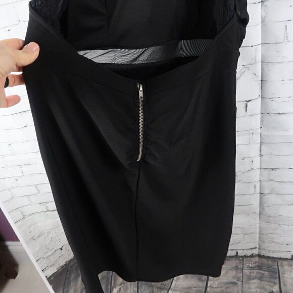 WINDSOR BLACK HIGH HALTER NECK BANDAGE DRESS WITH LACE & SHEER DETAIL SIZE 13 - Picture 9 of 10